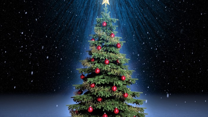 Christmas tree with ornaments and star