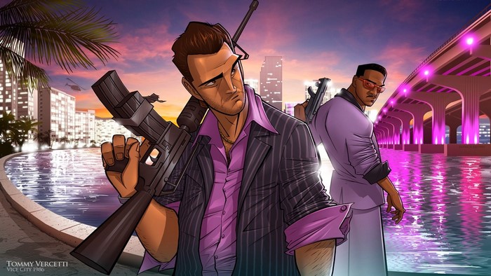 Tommy Vercetti and Lance Vance from Grand Theft Auto: Vice City