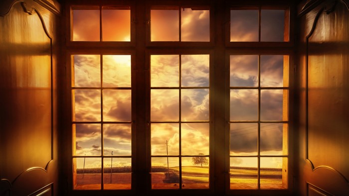 4K View Through a Window at Sunset