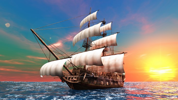 4K Sailboat on the Ocean at Sunset