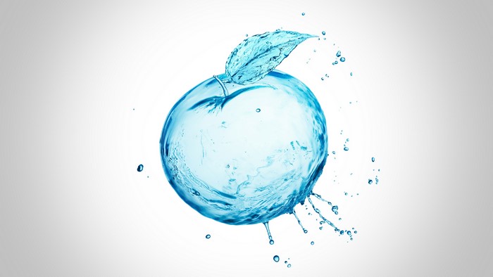 4K Apple Made of Water