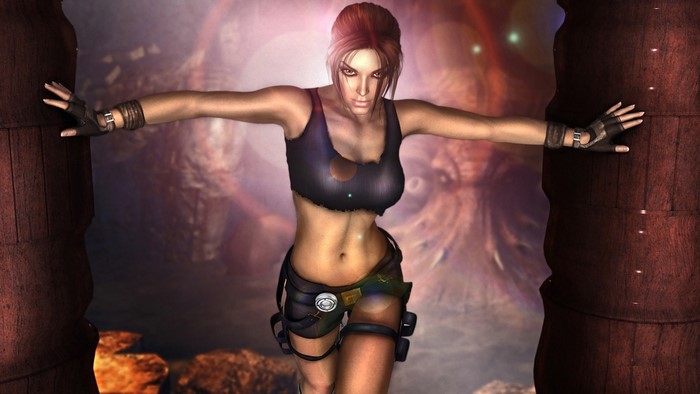 Lara Croft in a cave