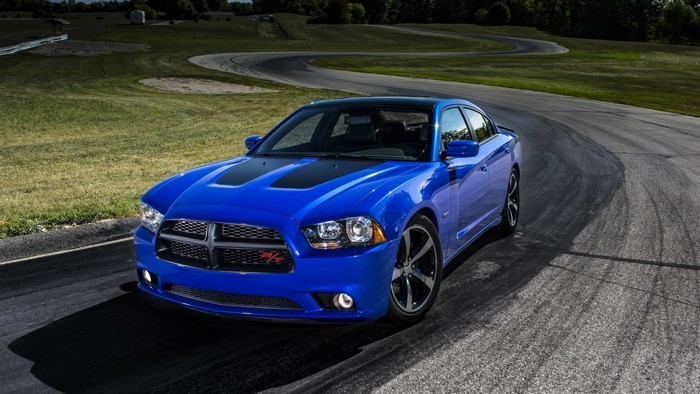 Blue Dodge Charger Daytona on a Race Track