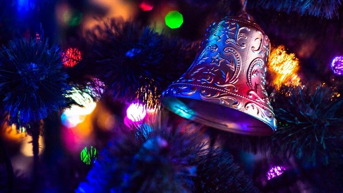Christmas Bell and Lights on Tree