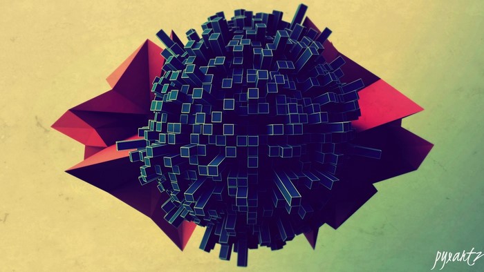 Abstract 3D object with geometric shapes