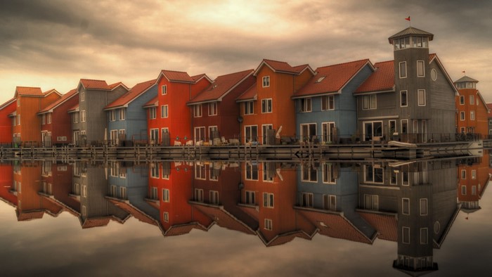 Colourful Row Houses in Netherlands