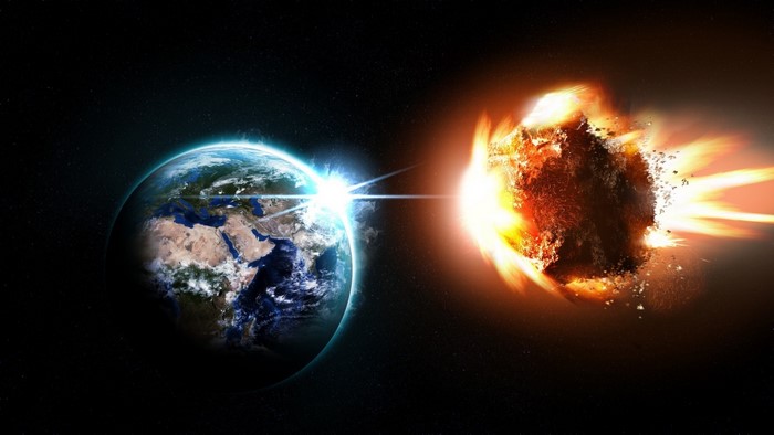 Fiery asteroid approaching Earth