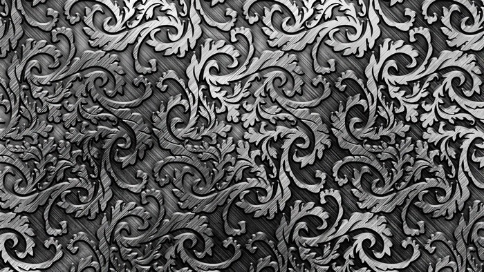 4K Silver Metal Damask Pattern