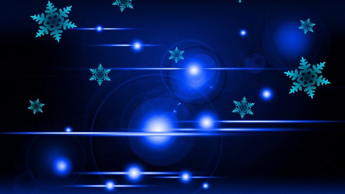 Blue Snowflakes and Light Streaks