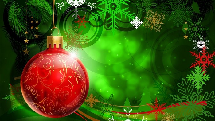 Christmas Ornament with Snowflakes and Pine Branches