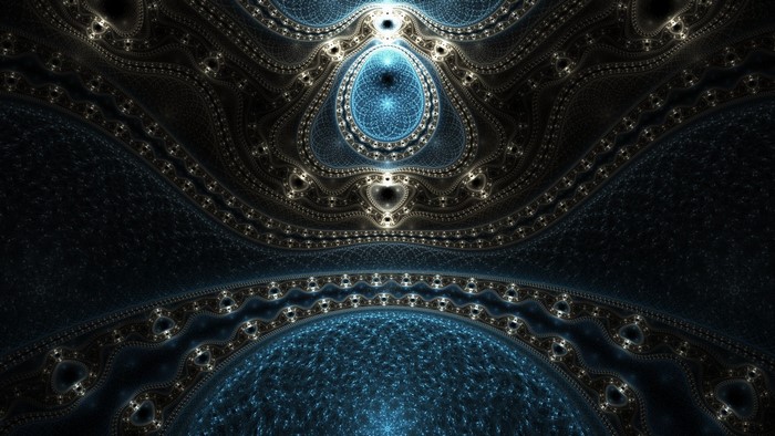 Abstract fractal pattern with blue and gold elements