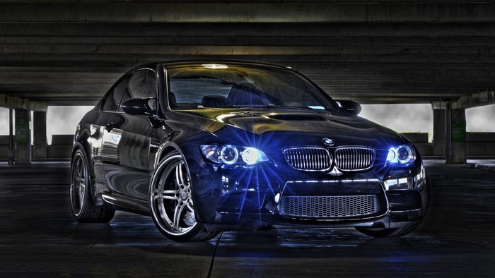 Black BMW M3 Coupe in Parking Garage