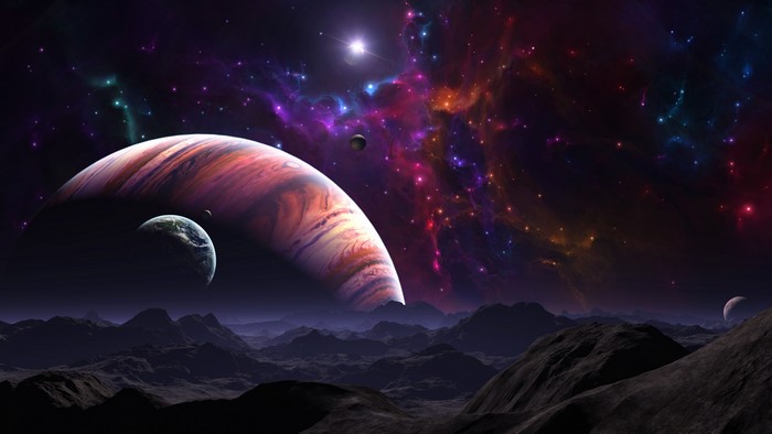 4K Space Landscape with Planets and Nebula