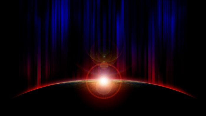 Aurora Borealis over Earth with Lens Flare