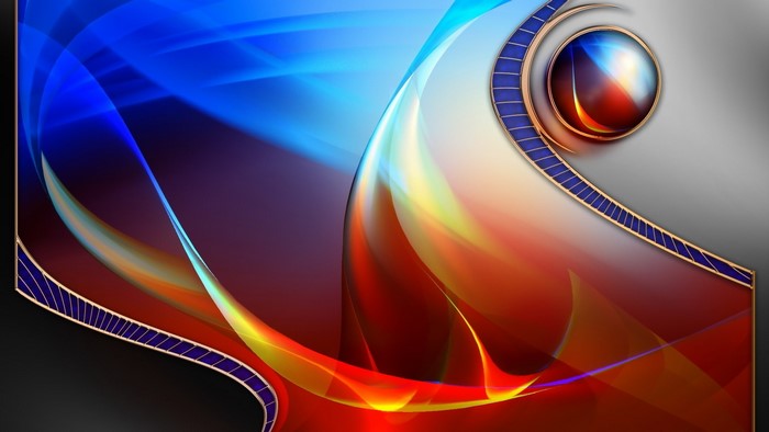 Abstract Blue and Red Swirls with Orb
