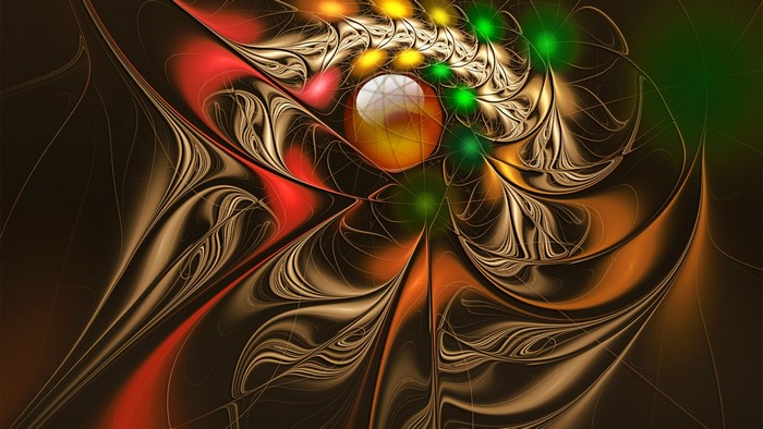 Abstract fractal with glowing orbs