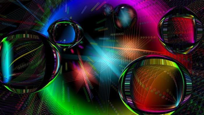 Abstract Digital Art with Colorful Spheres and Light Effects