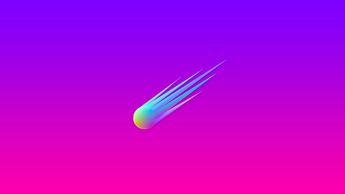 Comet with colorful tail on gradient background