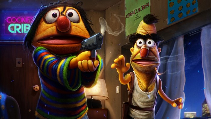 Sesame Street Characters in Intense Scene
