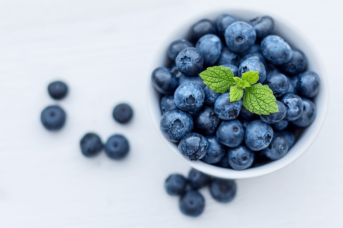 Bowl of Blueberries with Mint