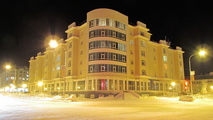 Building in Naryan-Mar at night