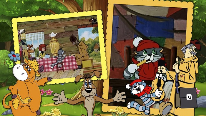 Characters from Prostokvashino in a collage