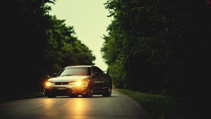 Nissan Skyline GT-R R33 on a Tree-Lined Road