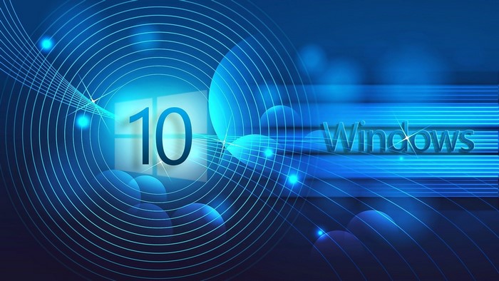 Windows 10 Logo with Abstract Blue Background