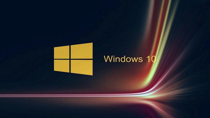 Windows 10 Logo with Abstract Light Streaks