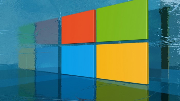 Windows logo on a blue textured background