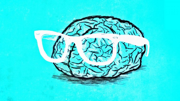 Brain with Glasses Illustration