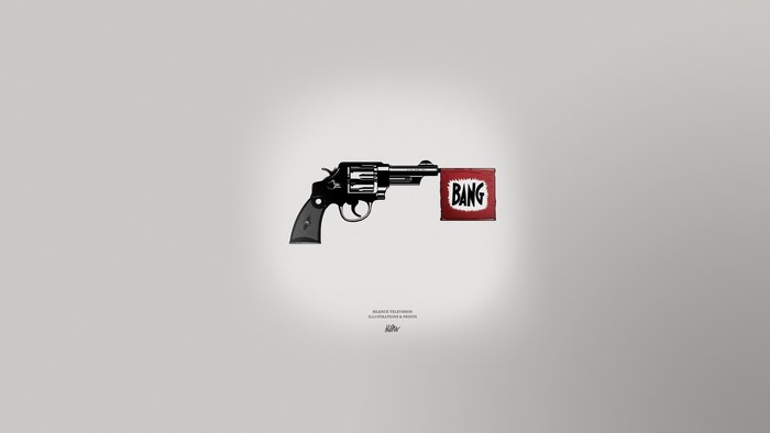 Revolver with a "Bang" flag