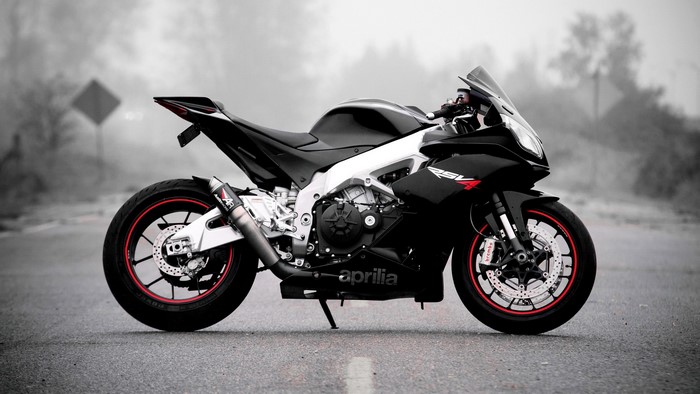 Black Aprilia RSV4 Motorcycle on Road