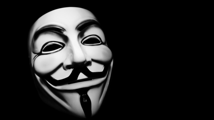Anonymous mask on black background