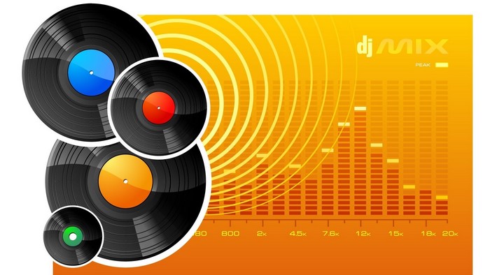 DJ Mix Vinyl Records and Equalizer