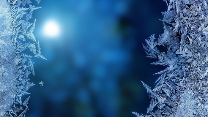 Blue Frost Patterns on Glass