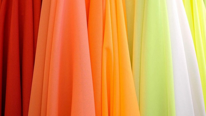 Colorful draped fabrics in gradient colors