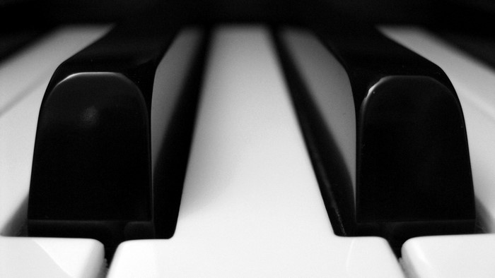 Close up of black and white piano keys