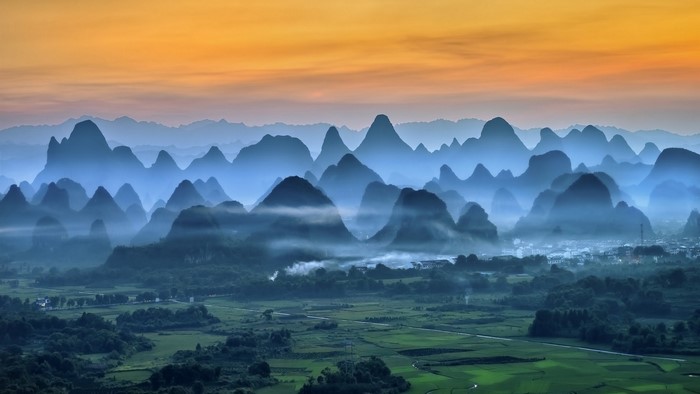 Misty Mountains Landscape in China