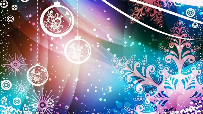 Colorful Christmas Ornaments and Snowflakes Vector Art