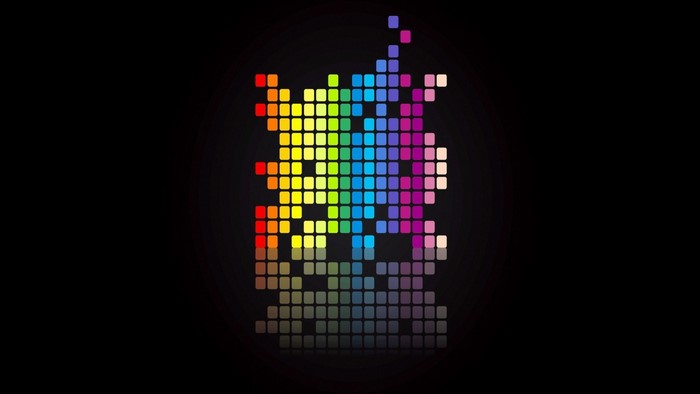 Abstract colorful pixelated design on black background