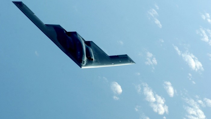B-2 Spirit Stealth Bomber flying in the sky