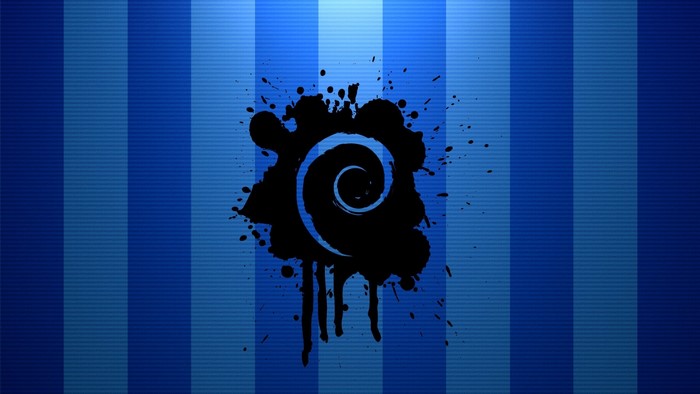 Debian Ink Blot on Blue Stripes