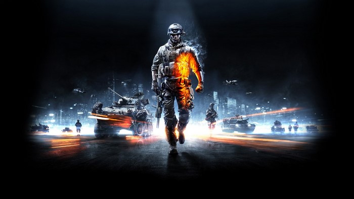 Soldier on fire from Battlefield 3