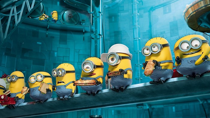 Minions from Despicable Me on a Lunch Break