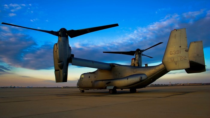 US Marine Corps CV-22 Osprey on tarmac