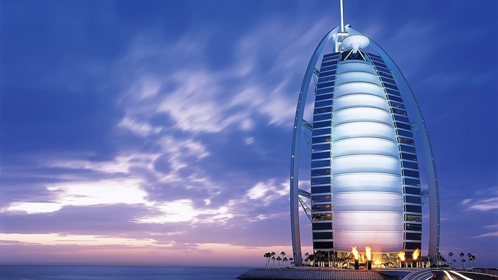 Burj Al Arab Hotel at dusk