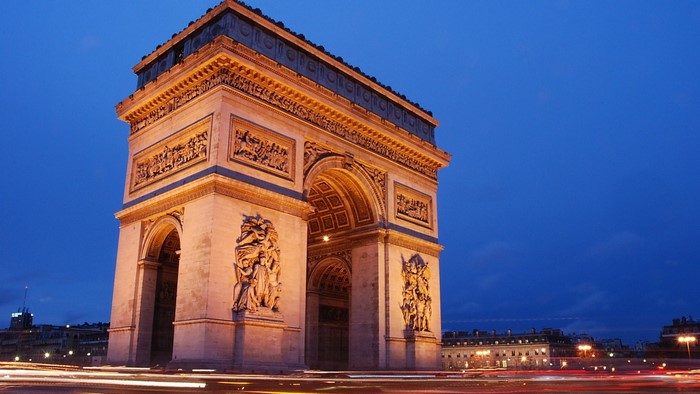 Arc de Triomphe in Paris at Dusk