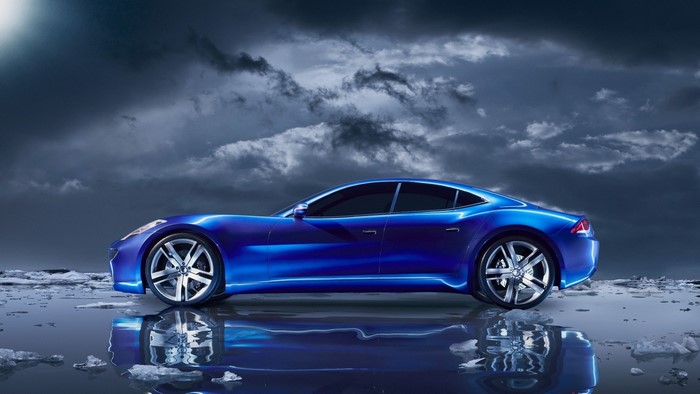 Blue Fisker Karma Supercar on Ice
