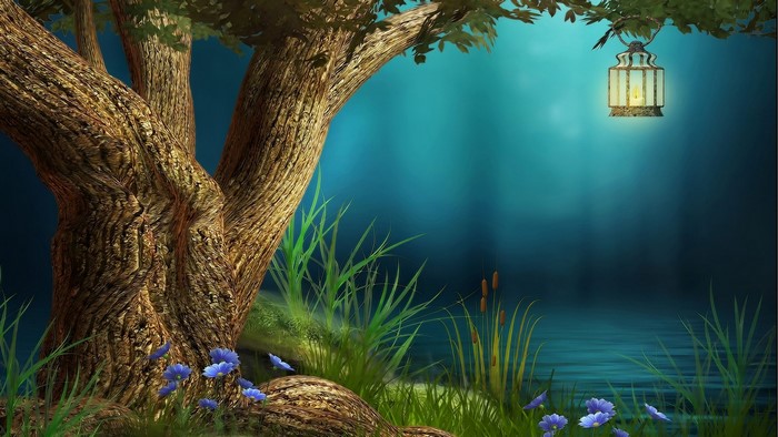 Enchanted Forest with Lantern